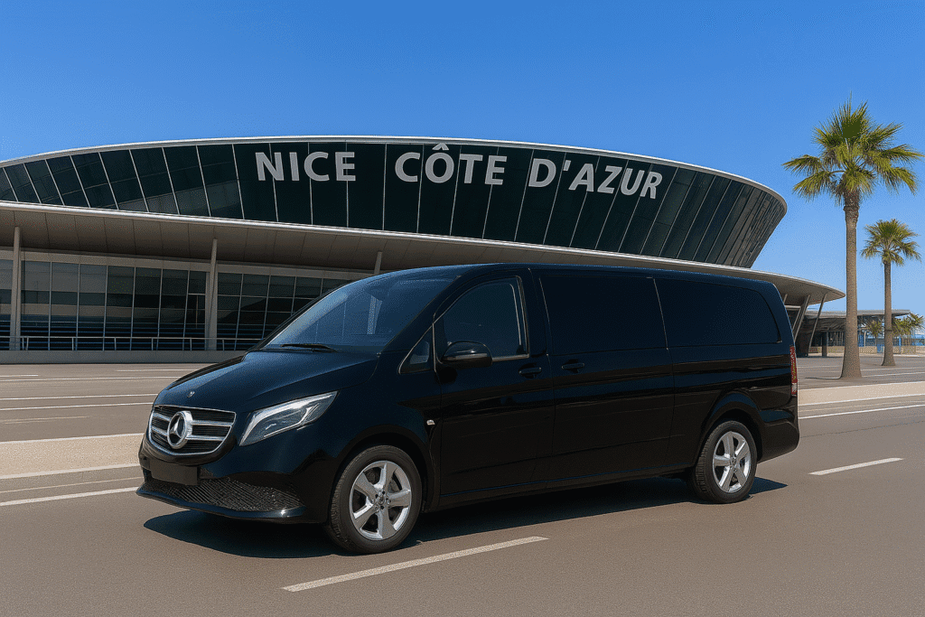 Mercedes Classe V noire – transfert aéroport Nice Côte d’Azur avec chauffeur privé Trip Riviera