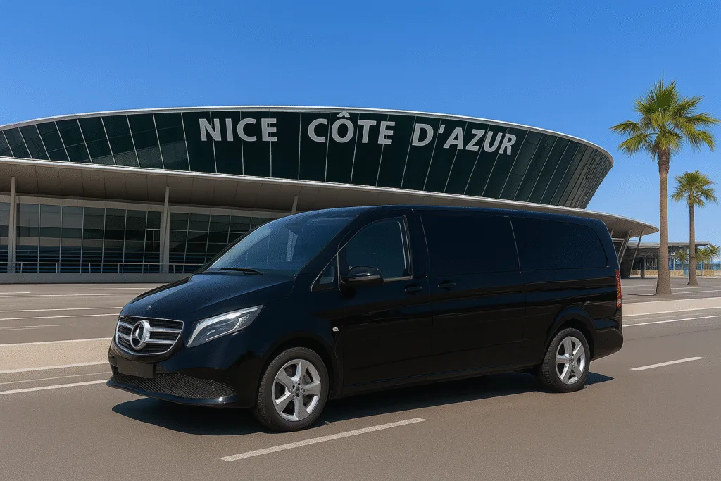 Mercedes Classe V noire – transfert aéroport Nice Côte d’Azur avec chauffeur privé Trip Riviera