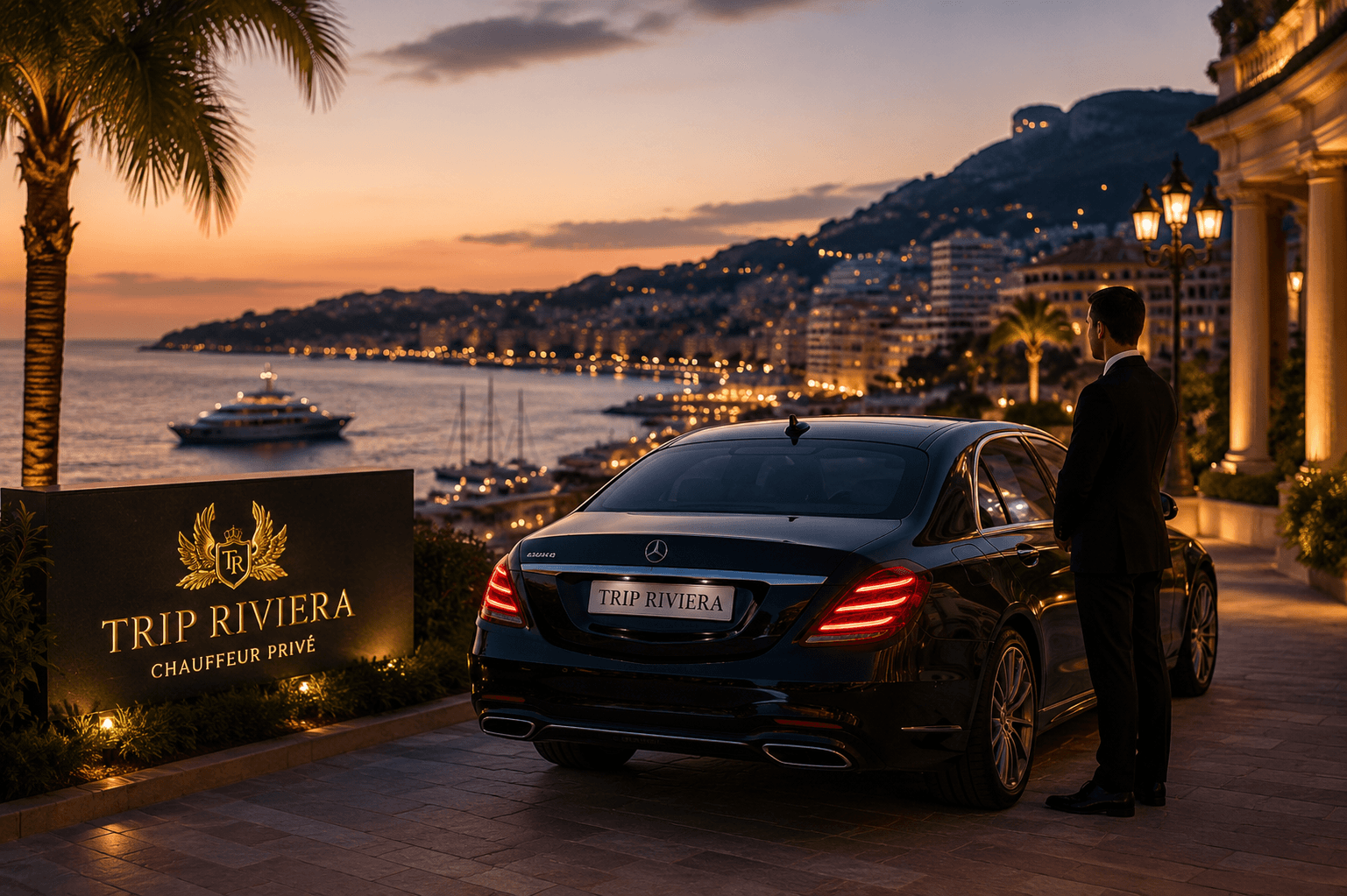 Chauffeur privé premium Trip Riviera sur la Côte d’Azur avec Mercedes haut de gamme